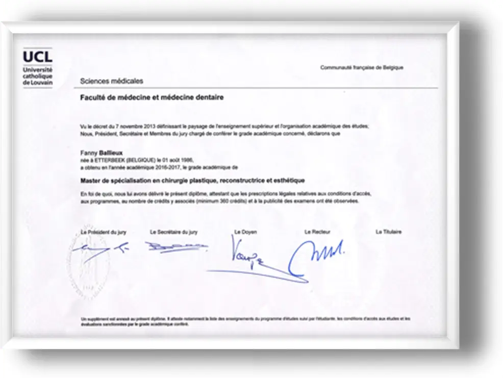 diplome ucl clinique-aesthetics